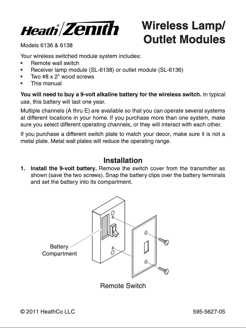 Página 1 del manual Manual de usuario Heath Zenith 6136
