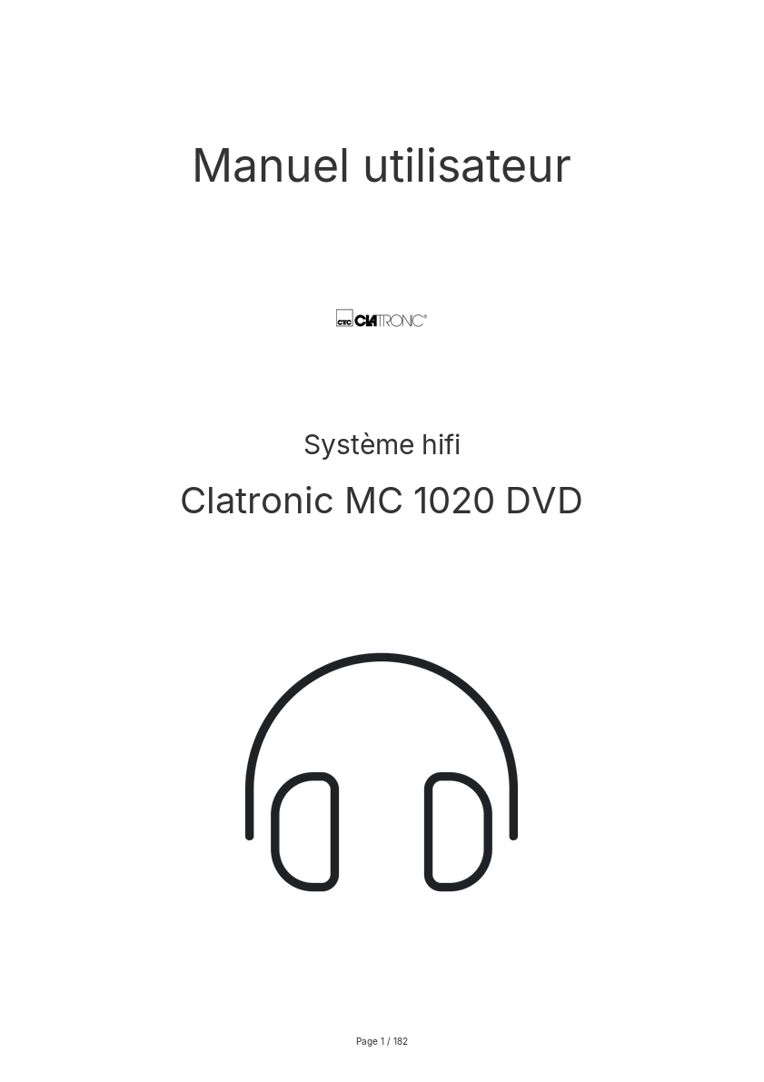 Page n°1 - Manuel utilisateur Clatronic MC 1020 DVD