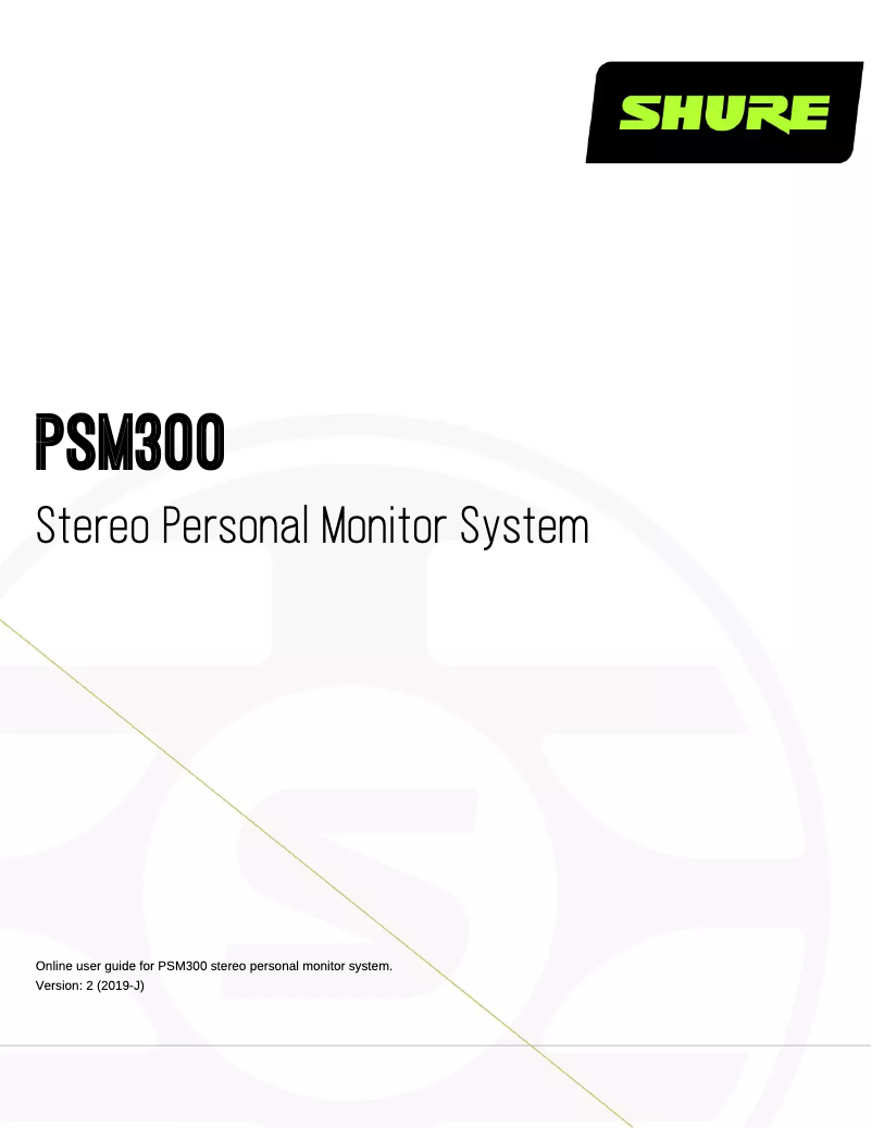 Page 1 de la notice Manuel utilisateur Shure P3TE-K3E