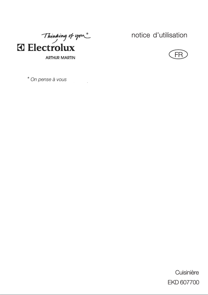 Page 1 de la notice Manuel utilisateur Arthur Martin-Electrolux EKD607700W