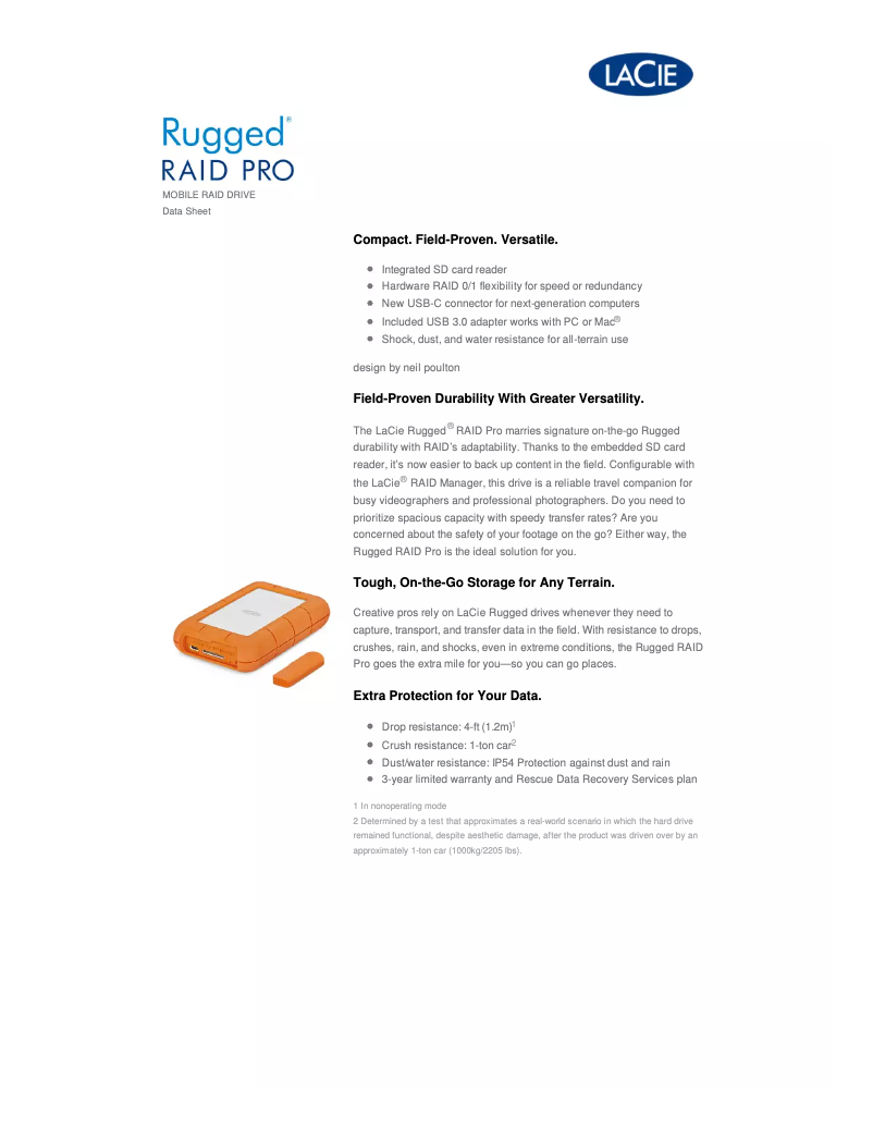 Page n°1 - Fiche technique LaCie Rugged RAID PRO