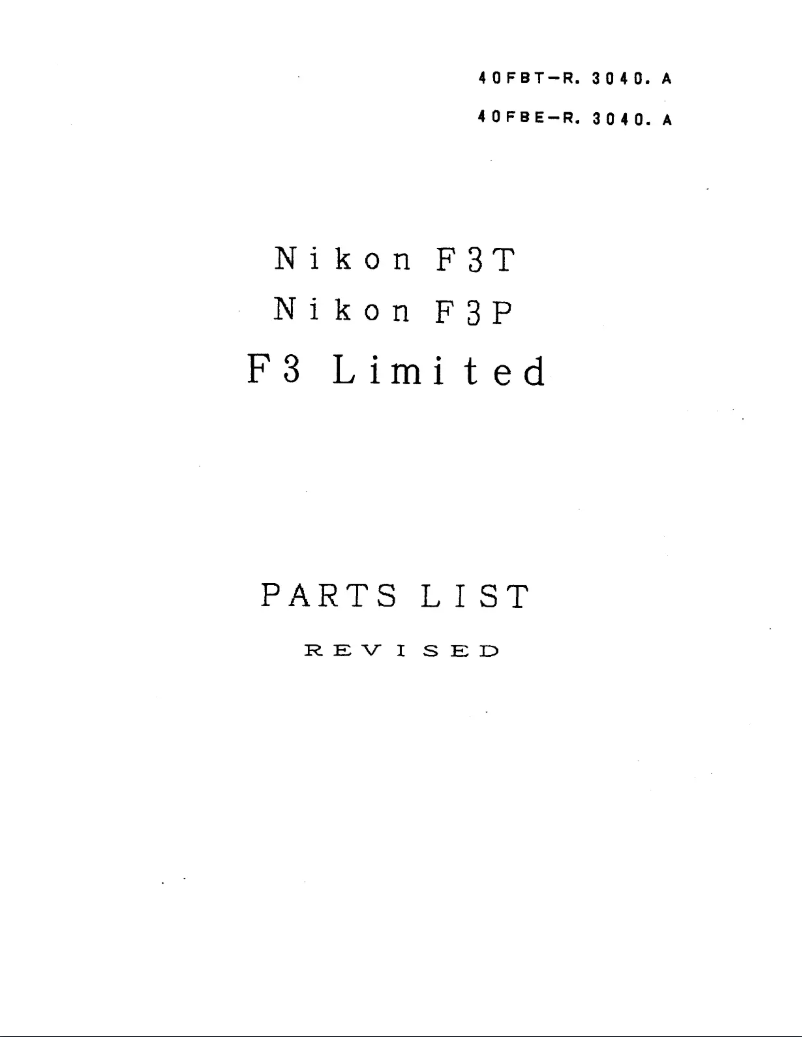Page 1 of the manual User Manual Nikon F3P