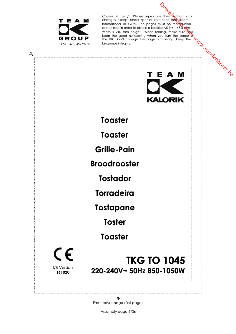 Página 1 del manual Manual de usuario Kalorik TKG TO 1045 RWD