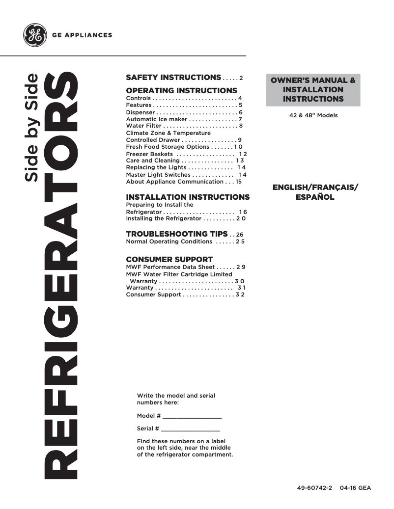 Page n°1 - Manuel utilisateur GE Café CSB48WSKSS