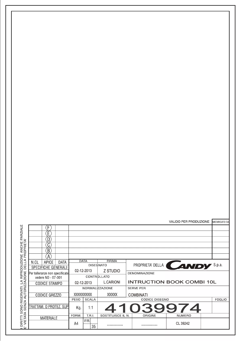 Page n°1 - Manuel utilisateur Candy CKCN 6232 IW
