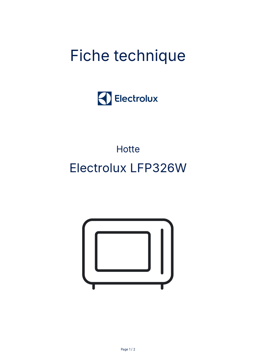 Page n°1 - Fiche technique Electrolux LFP326W