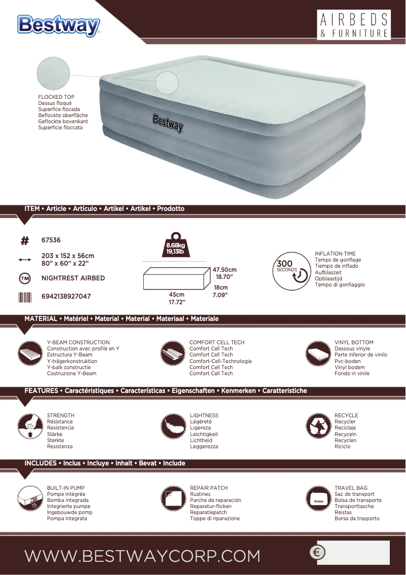 Page 1 de la notice Manuel utilisateur Bestway 67536