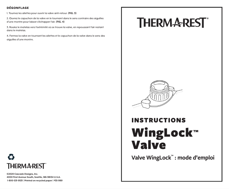 Page 1 de la notice Manuel utilisateur Therm-a-Rest Trail Pro