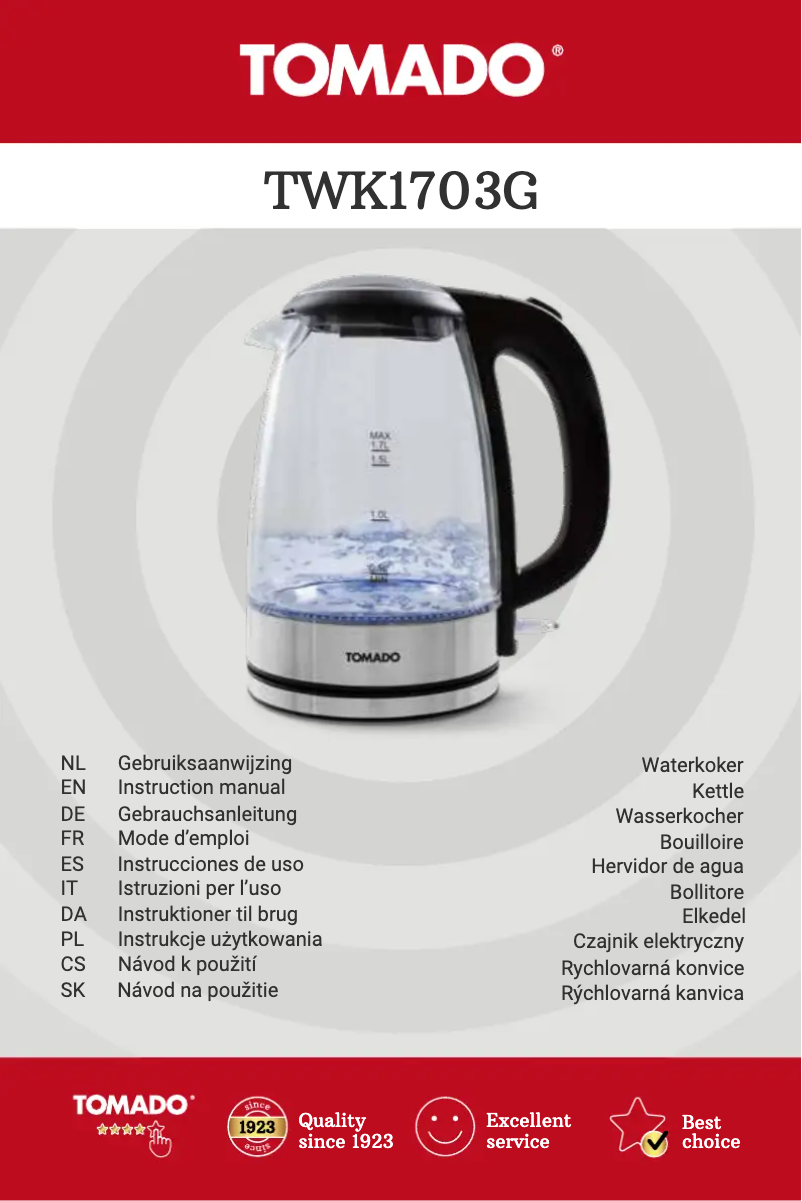 Image de la première page du manuel de l'appareil TWK1703G