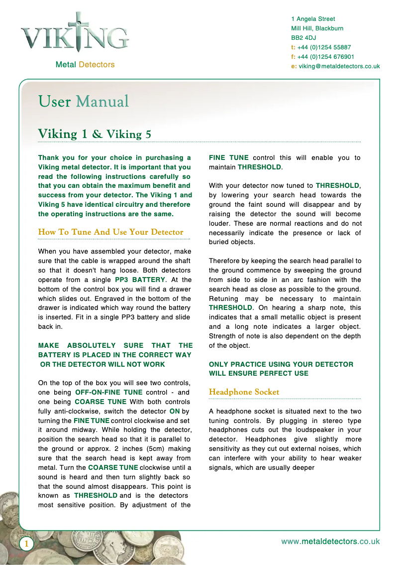 Page n°1 - Manuel utilisateur Viking 5