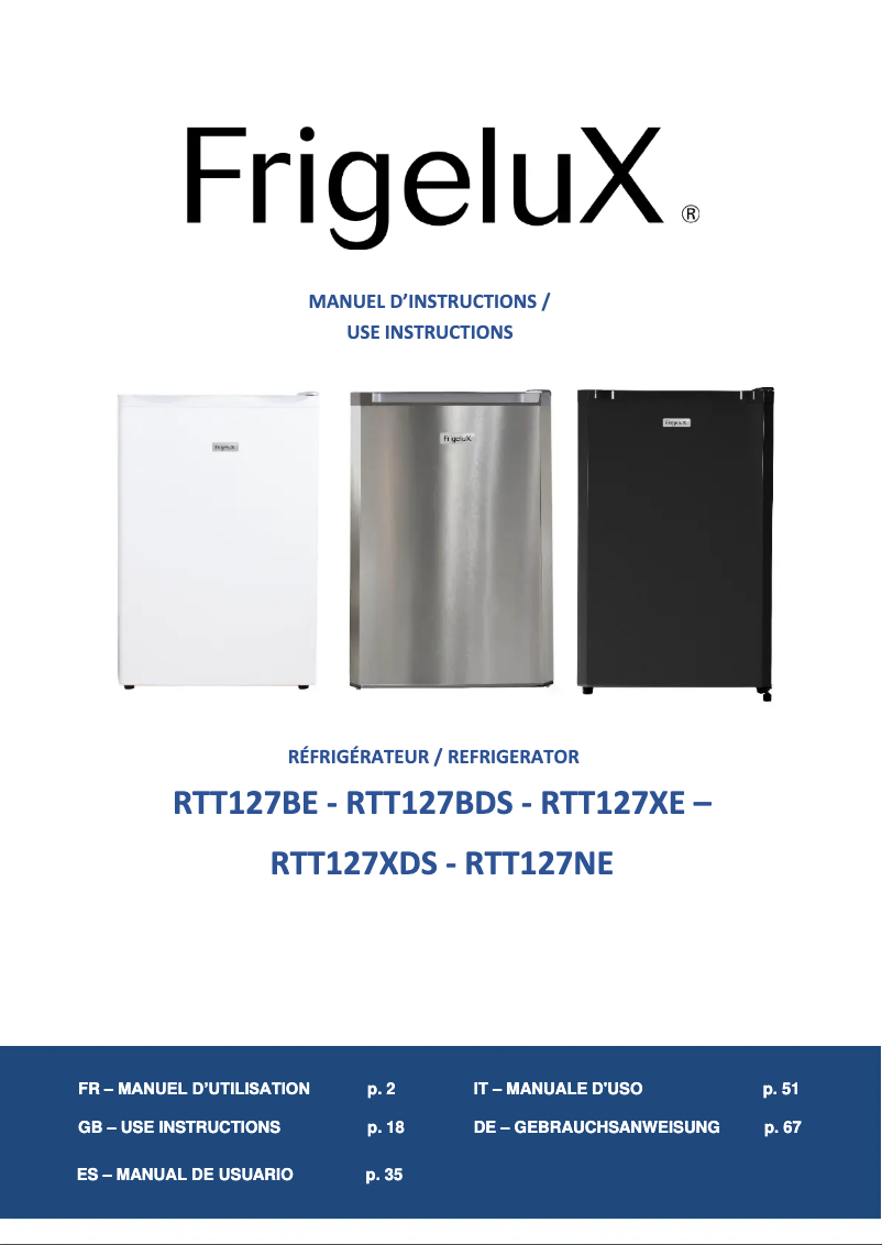 Image de la première page du manuel de l'appareil RTT127XE