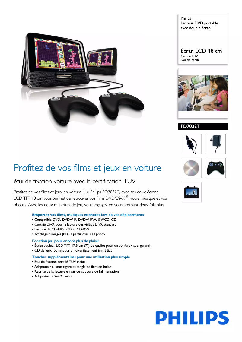 Page 1 de la notice Fiche technique Philips PD7032T
