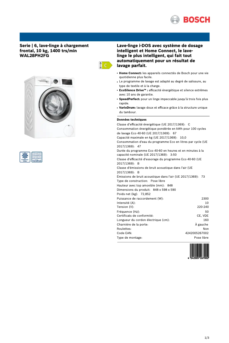 Imagen de la primera página del manual del dispositivo WAL28PH2FG