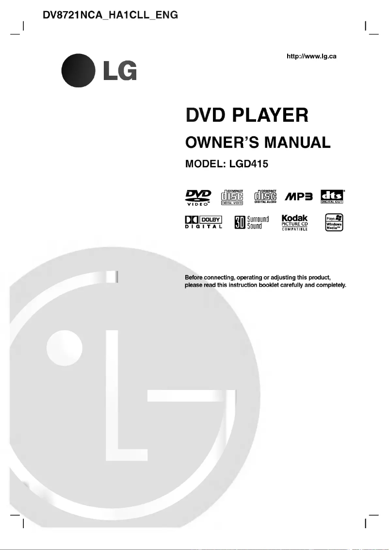 Image de la première page du manuel de l'appareil LGD415
