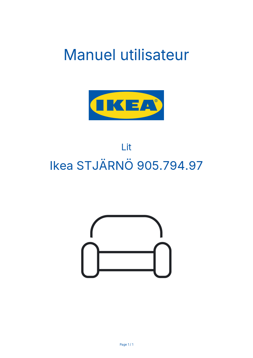 Page 1 de la notice Manuel utilisateur Ikea STJÄRNÖ 905.794.97