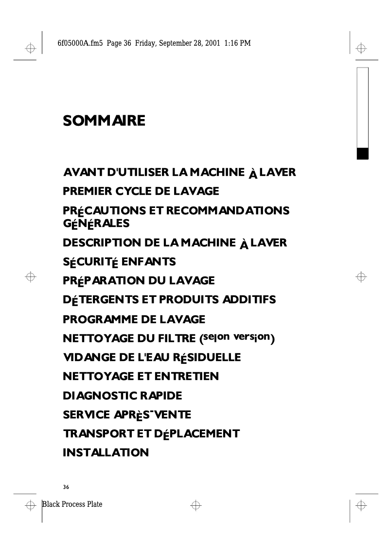 Page 1 de la notice Manuel utilisateur Ignis MIA 5001