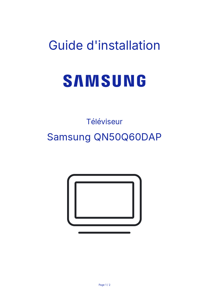 Page n°1 - Guide d'installation Samsung QN50Q60DAP