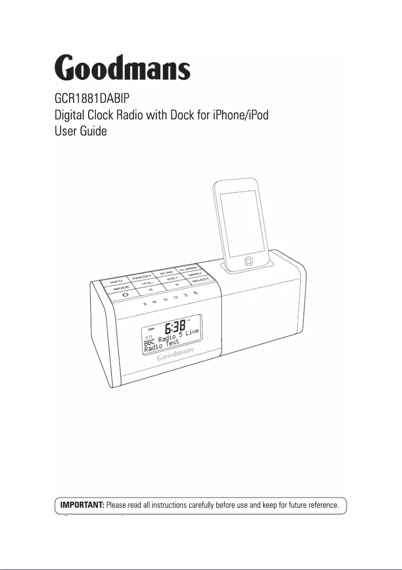 Page 1 de la notice Manuel utilisateur Goodmans GCR1181DABIP
