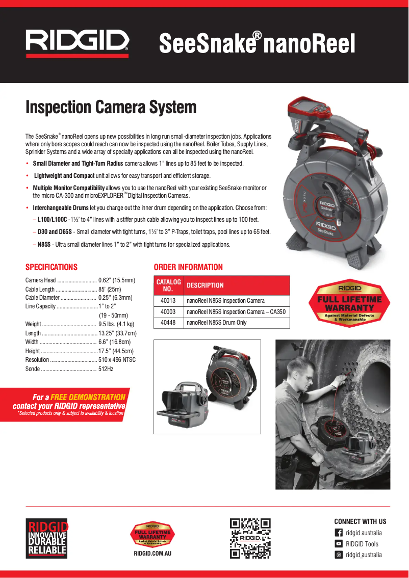 Image de la première page du manuel de l'appareil SeeSnake nanoReel