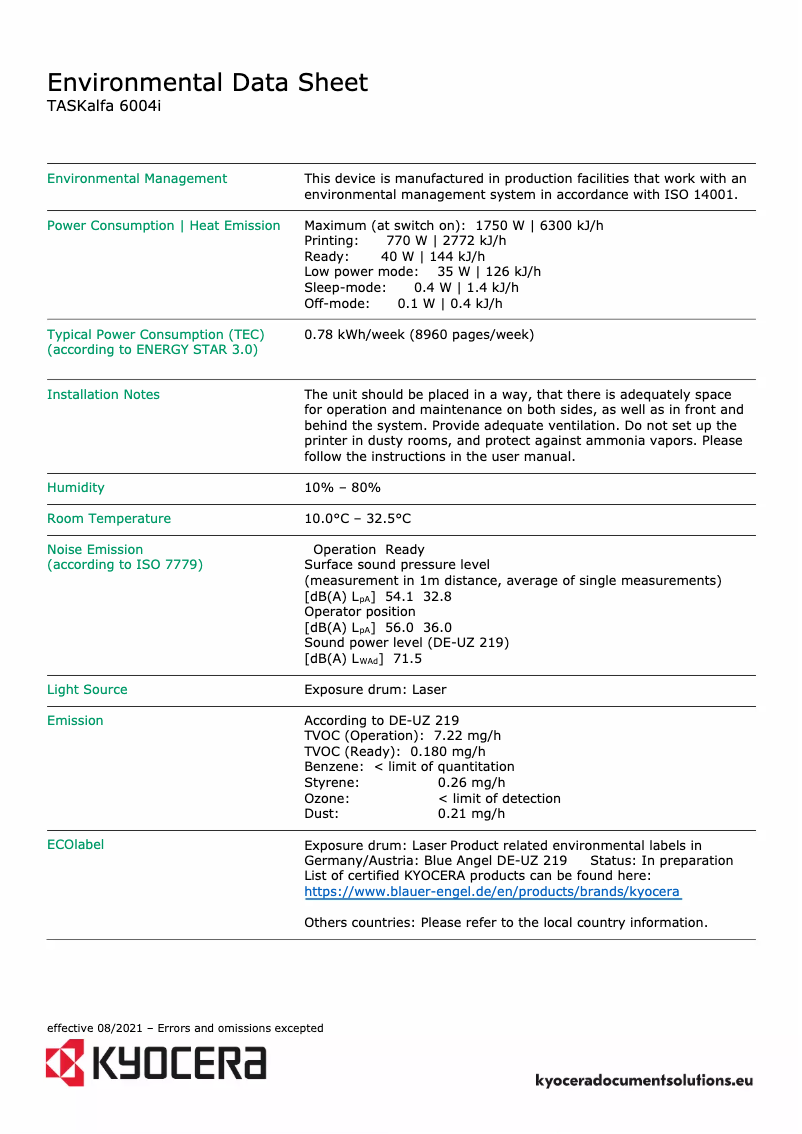 Image de la première page du manuel de l'appareil TASKalfa 6004i