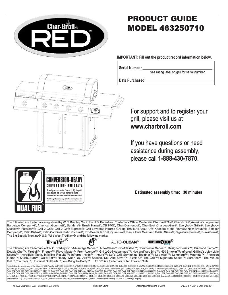 Page 1 de la notice Instructions / montage Char-Broil RED 463250710