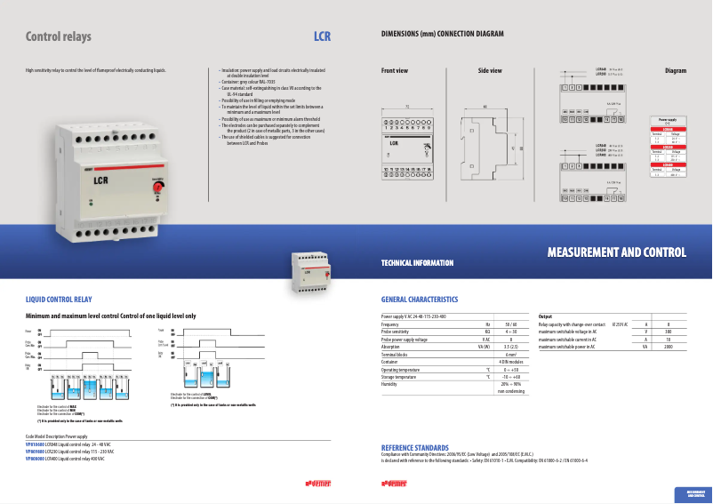 Page n°1 - Fiche technique Vemer LCR400