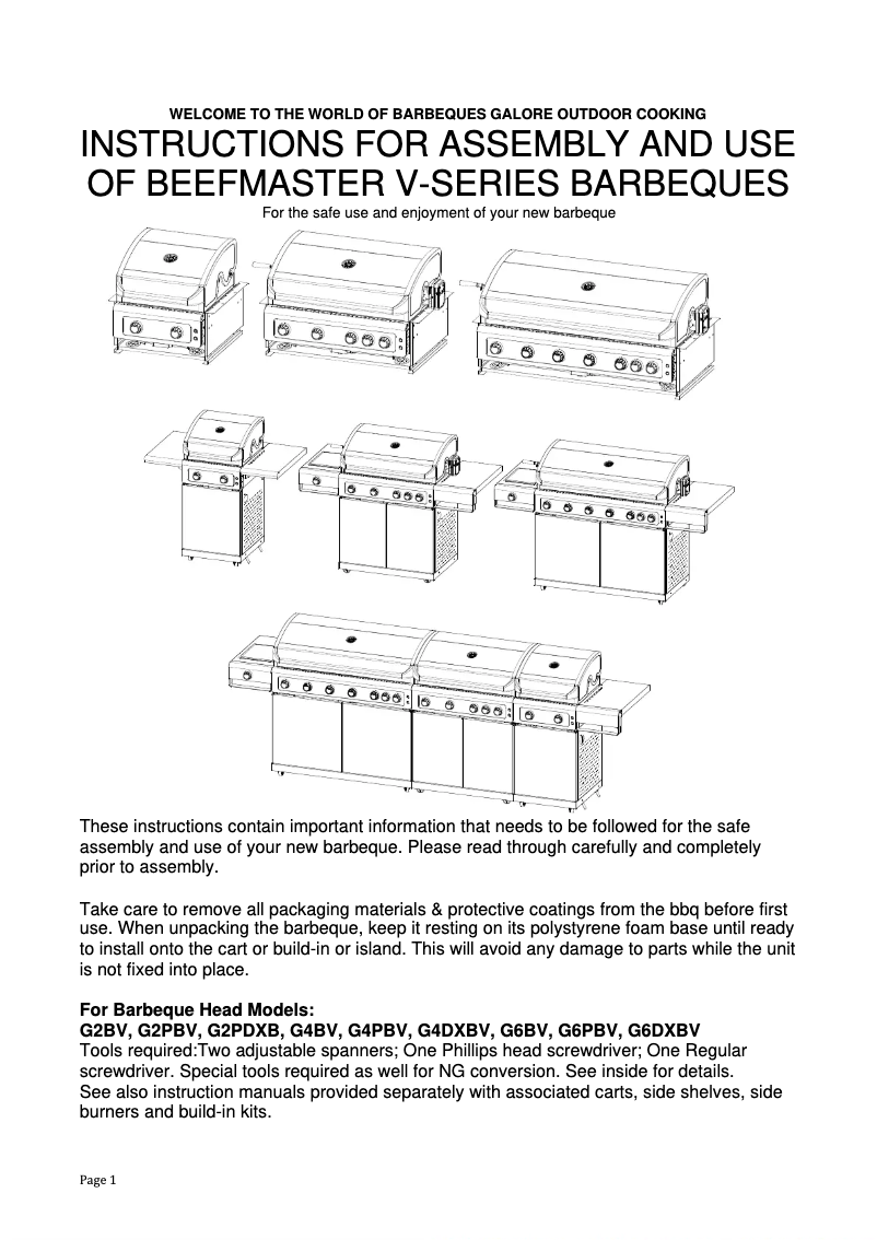 Imagen de la primera página del manual del dispositivo V Series G4DXBV