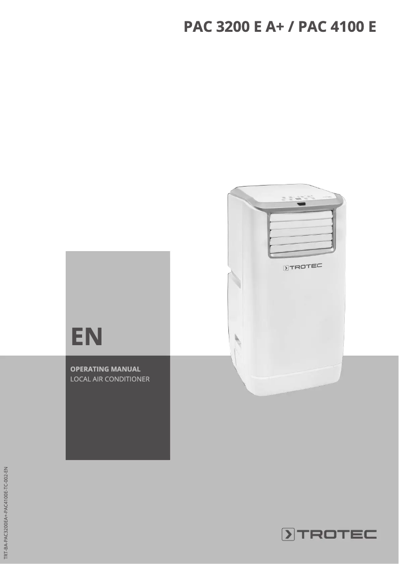 Page 1 de la notice Manuel utilisateur Trotec PAC 3200 E