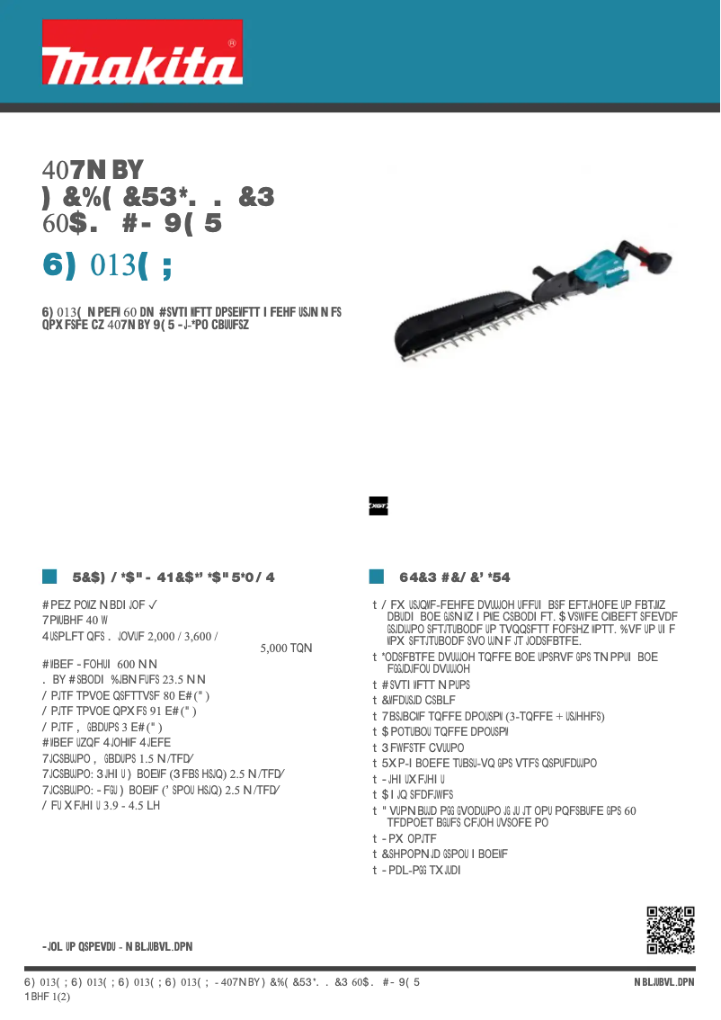 Page 1 de la notice Fiche technique Makita UH013GZ