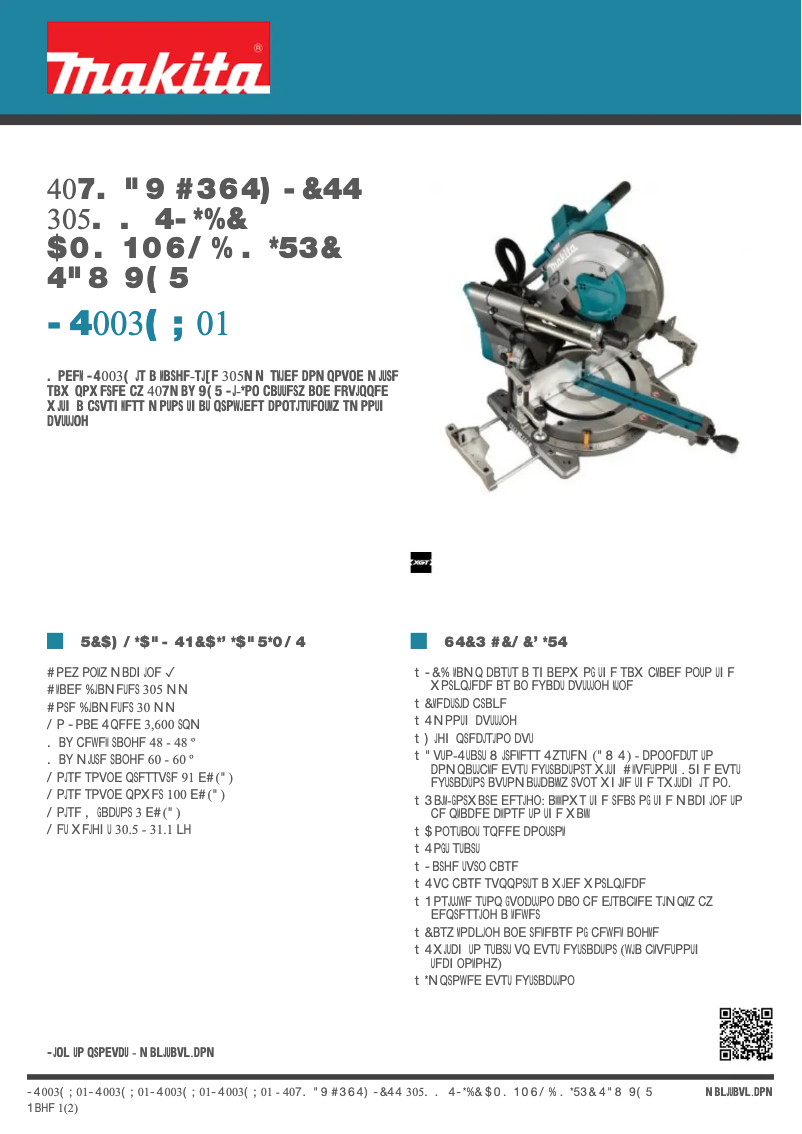 Page 1 de la notice Fiche technique Makita LS003GZ01