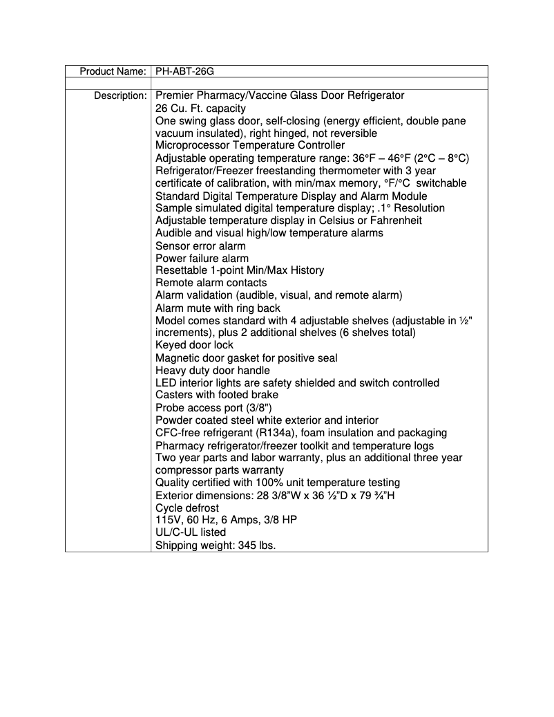 Page 1 de la notice Manuel utilisateur American BioTech Supply PH-ABT-26G