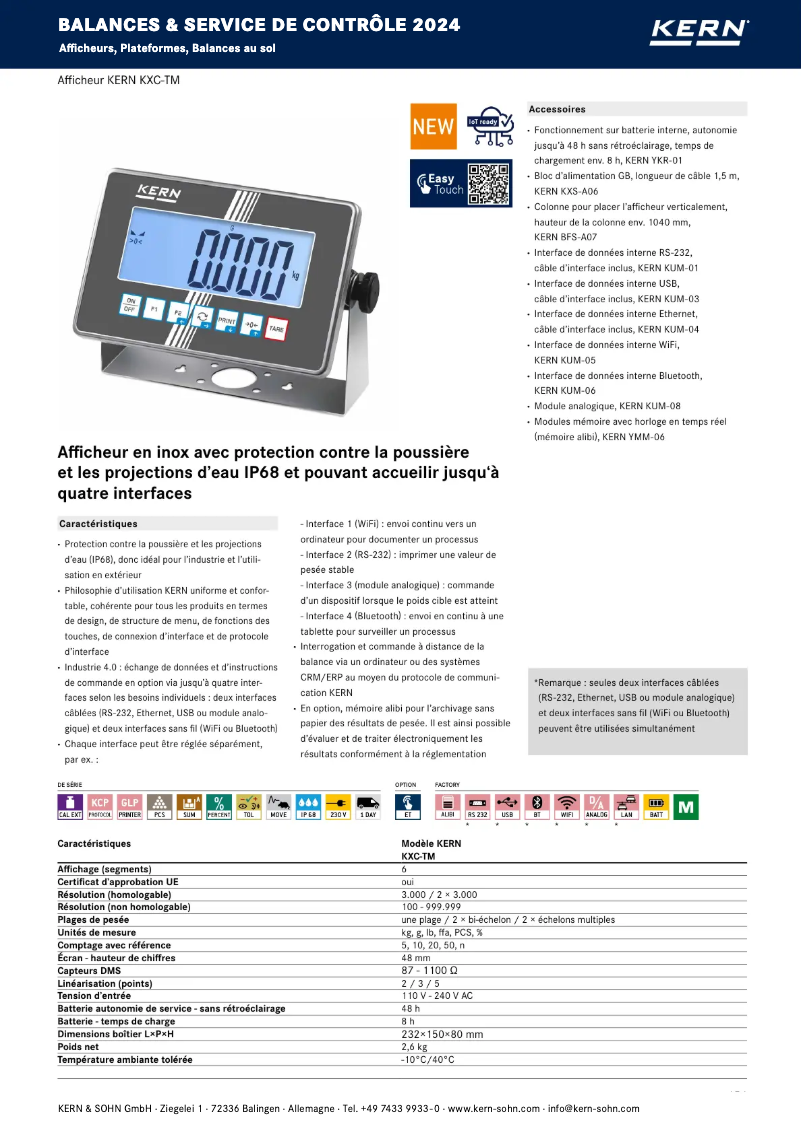 Page 1 de la notice Brochure Kern TKXC-TM-A