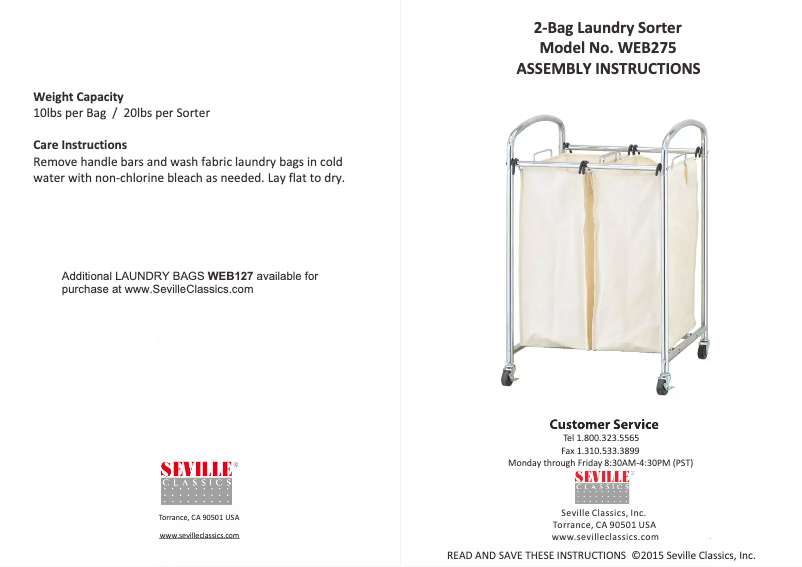 Page n°1 - Manuel utilisateur Seville Classics WEB275