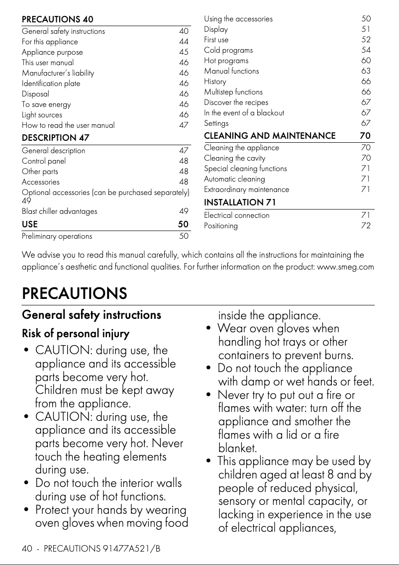 Page n°1 - Manuel utilisateur Smeg SBC4104B3