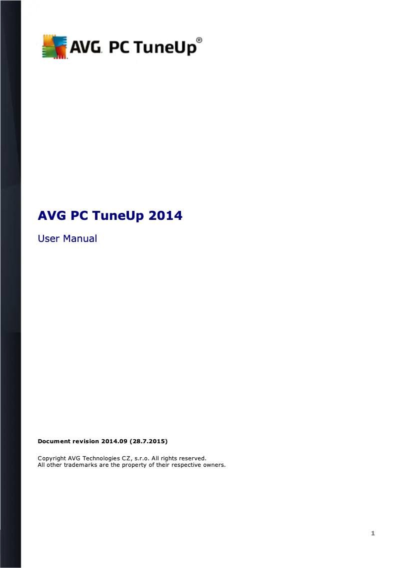 Page 1 de la notice Manuel utilisateur AVG PC TuneUp 2014