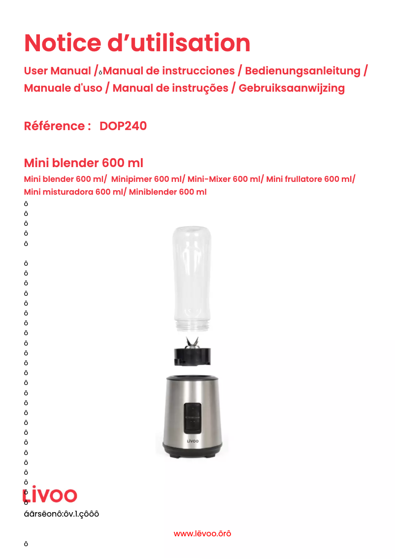 Page 1 de la notice Manuel utilisateur Livoo DOP240