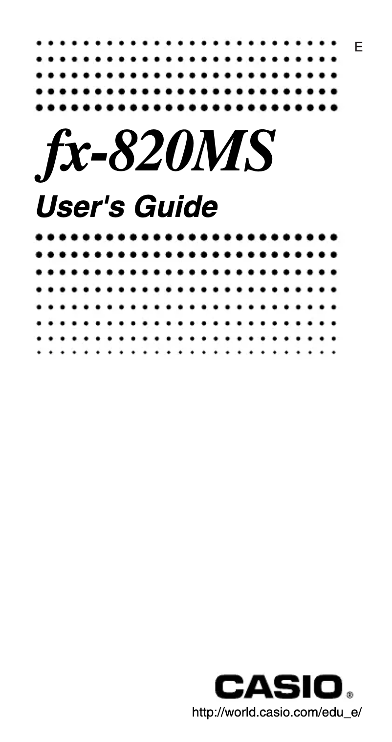 Page 1 de la notice Manuel utilisateur Casio FX-820MS