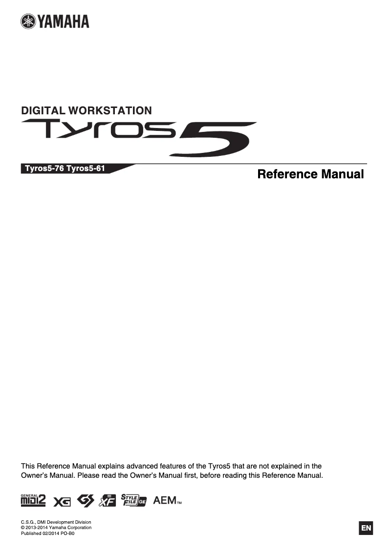 Page 1 de la notice Manuel utilisateur Yamaha Tyros 5