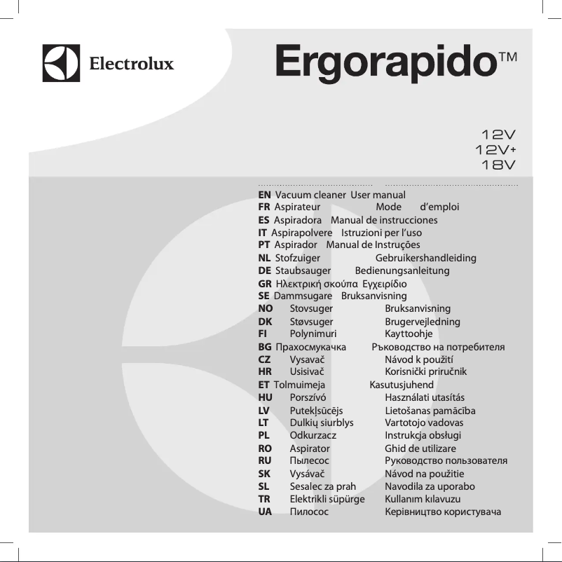 Page n°1 - Manuel utilisateur Electrolux ErgoRapido ZB2901