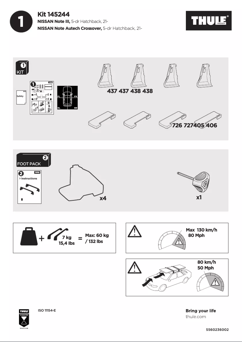 Page 1 de la notice Manuel utilisateur Thule Kit 145244