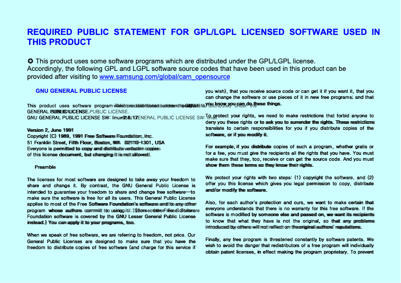 Page 1 de la notice Manuel utilisateur Samsung SMX-K44BP