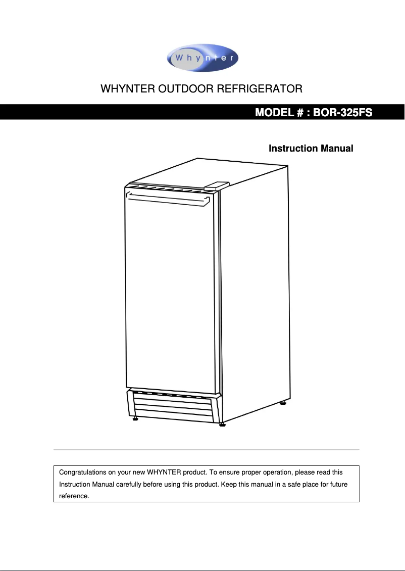 Page n°1 - Manuel utilisateur Whynter BOR-325FS
