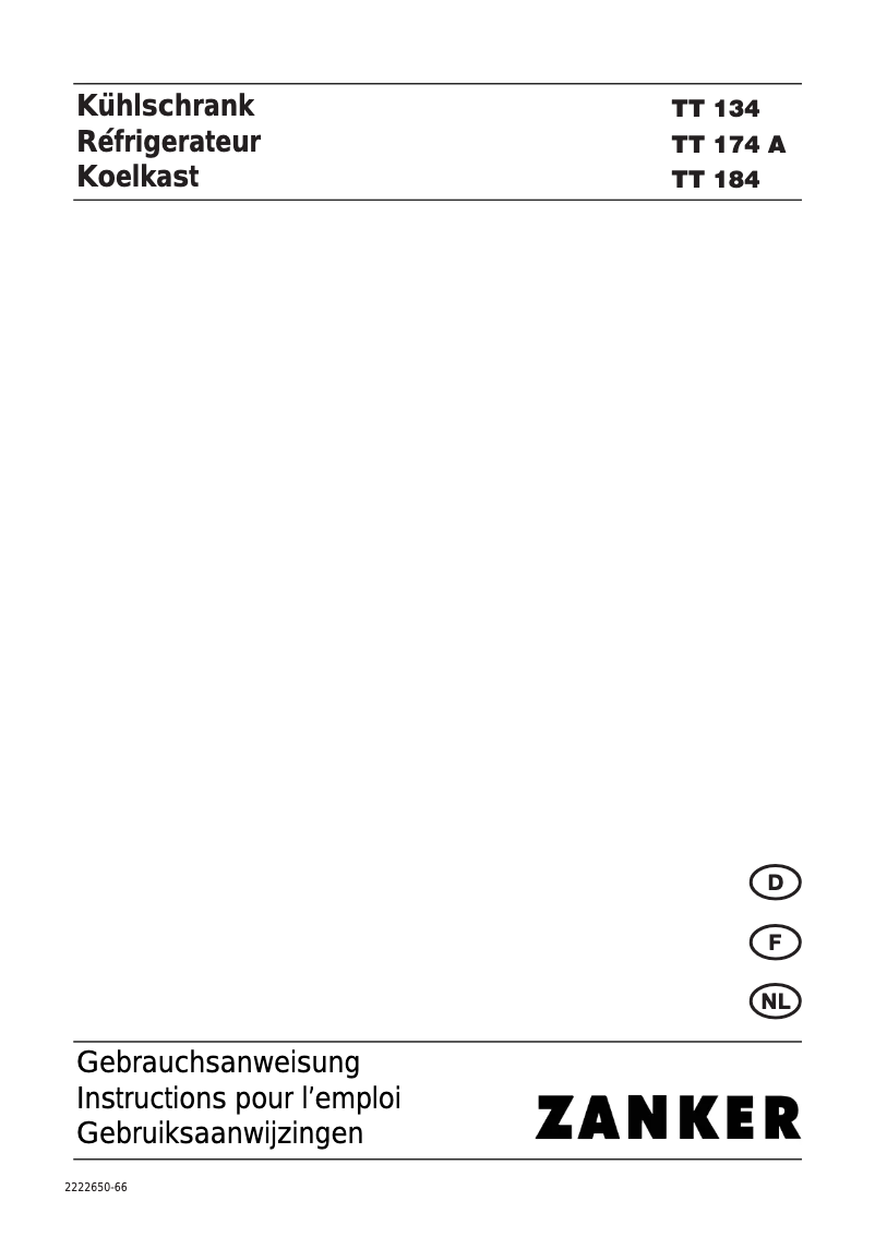 Page n°1 - Manuel utilisateur Zanker TT 184