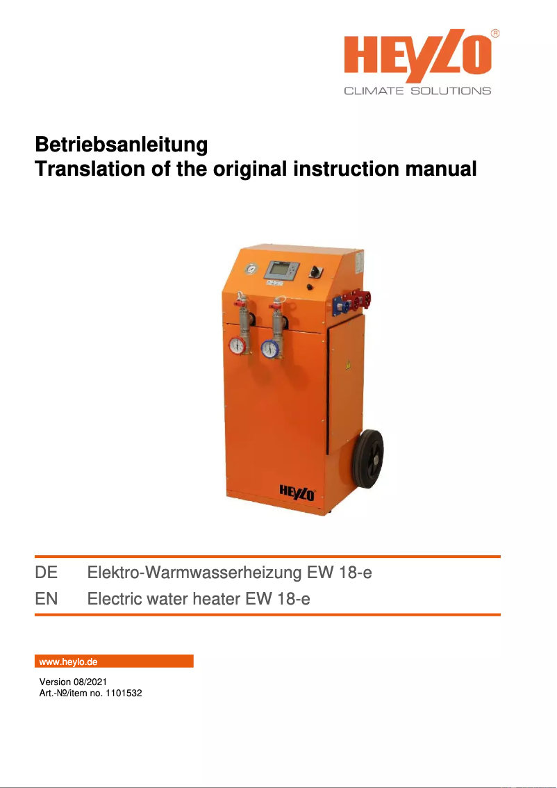 Page 1 de la notice Manuel utilisateur Heylo EW 18-e