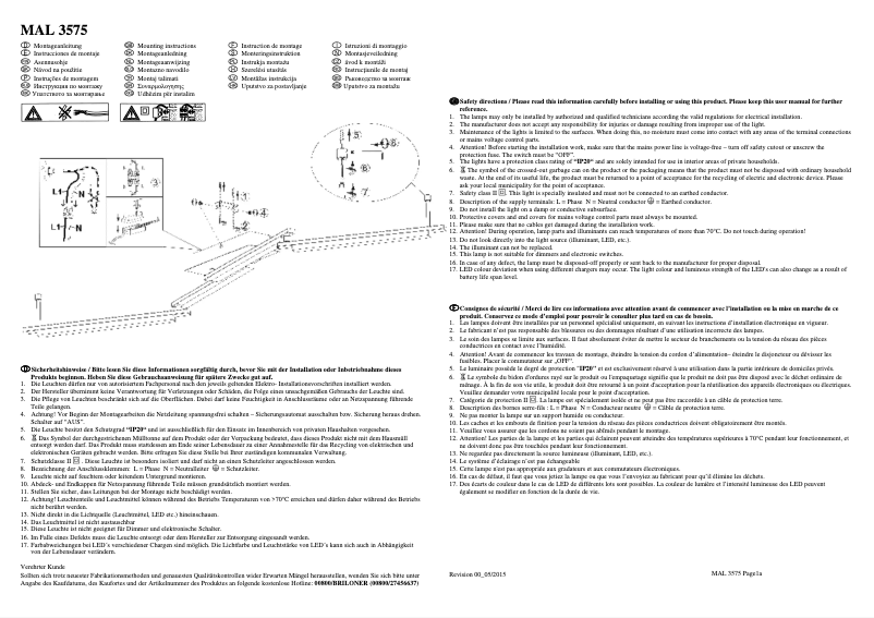 Page 1 de la notice Manuel utilisateur Briloner Krina