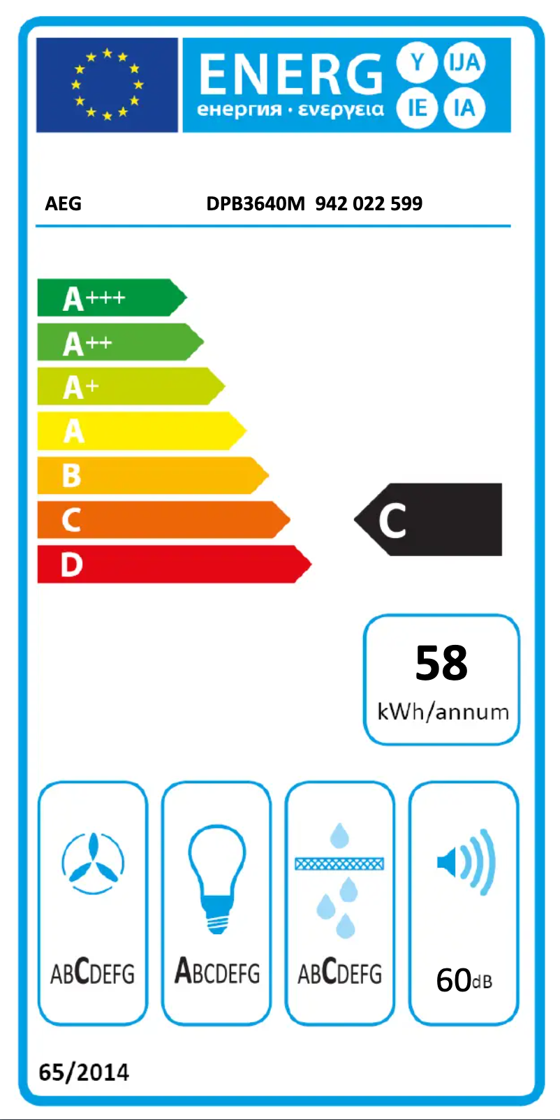 Page n°1 - Label énergétique AEG DPB3640M