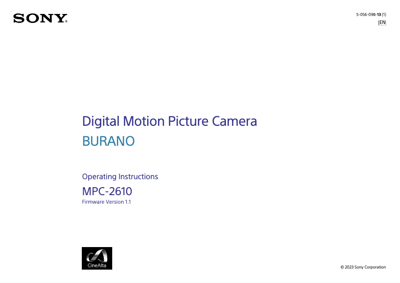 Page 1 de la notice Manuel utilisateur Sony BURANO MPC-2610