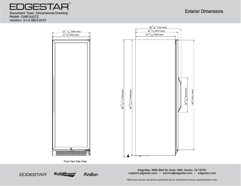 Page 1 de la notice Fiche technique EdgeStar CWR1432TZ