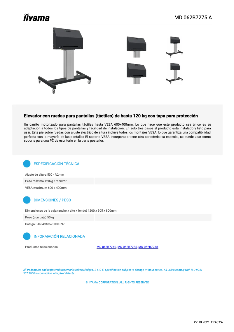 Página 1 del manual Manual de usuario Iiyama MD 062B7275 A