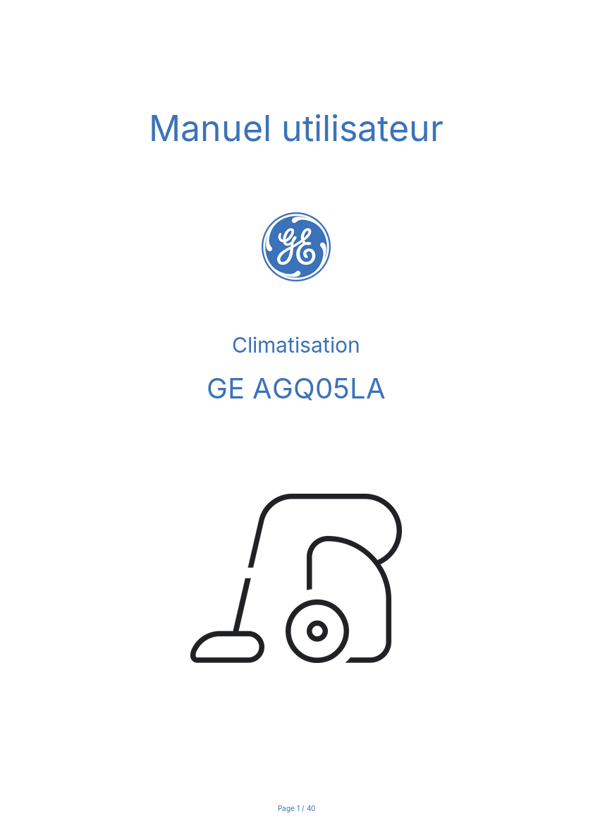 Image de la première page du manuel de l'appareil AGQ05LA